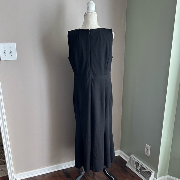 Calvin Klein Black Midi Dress with Button Detail - Picture 2 of 8